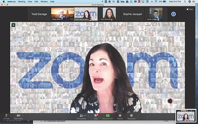 Computer screen with Kelley Steckelberg speaking on a Zoom call.