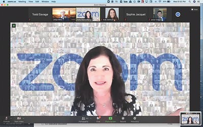 Computer screen with Kelley Steckelberg speaking on a Zoom call.