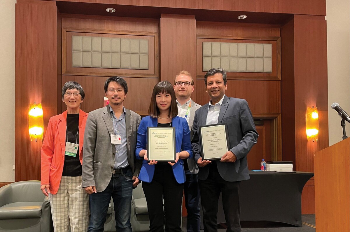 Trio Wins Best Paper Award at ISS Conference in October  Wen Wen and Bardhan small