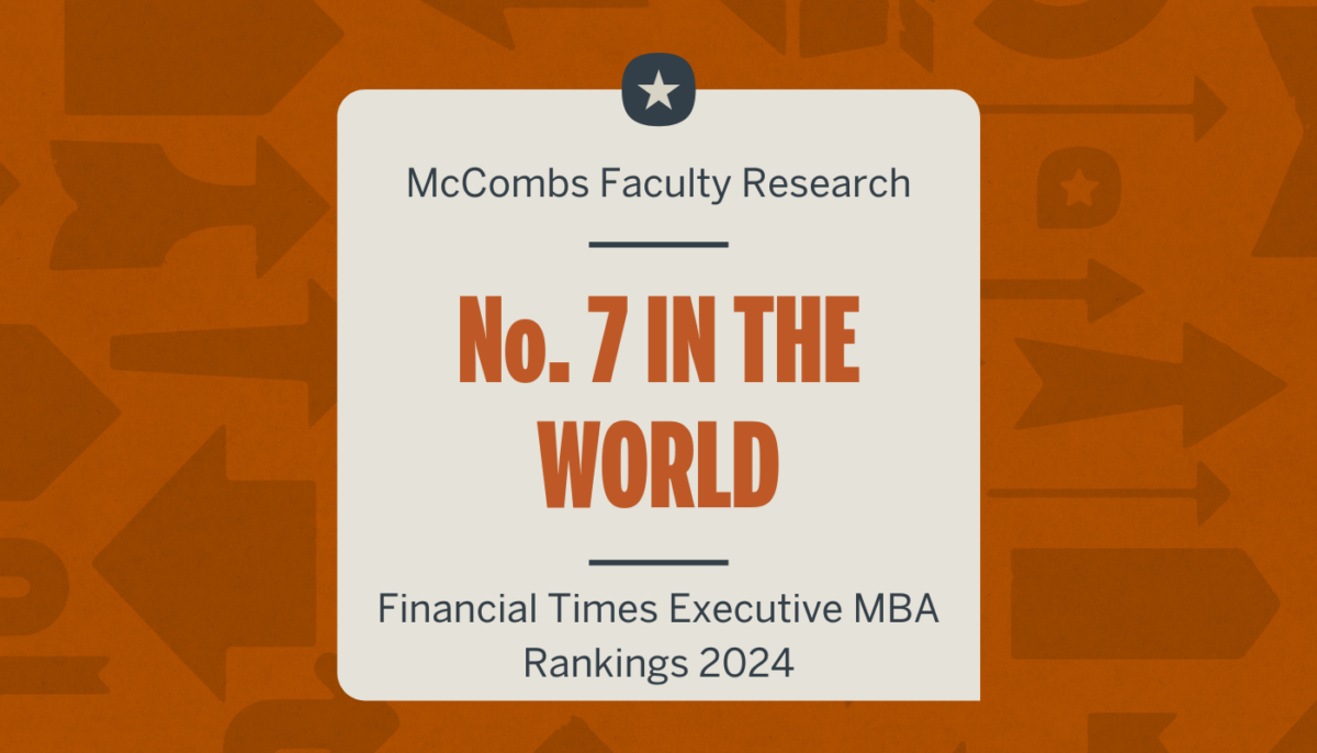 McCombs No. 7 Worldwide for Faculty Research McCombs Faculty Research No. 7 in World 1400 x 800 px