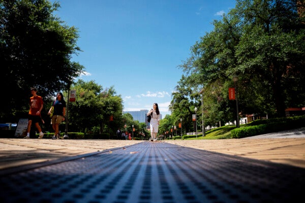 Student walking path on campus