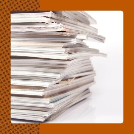 Just Accepted Journal Publications graphic showing stacks of journals