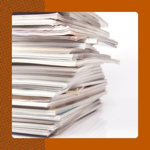 Just Accepted Journal Publications graphic showing stacks of journals