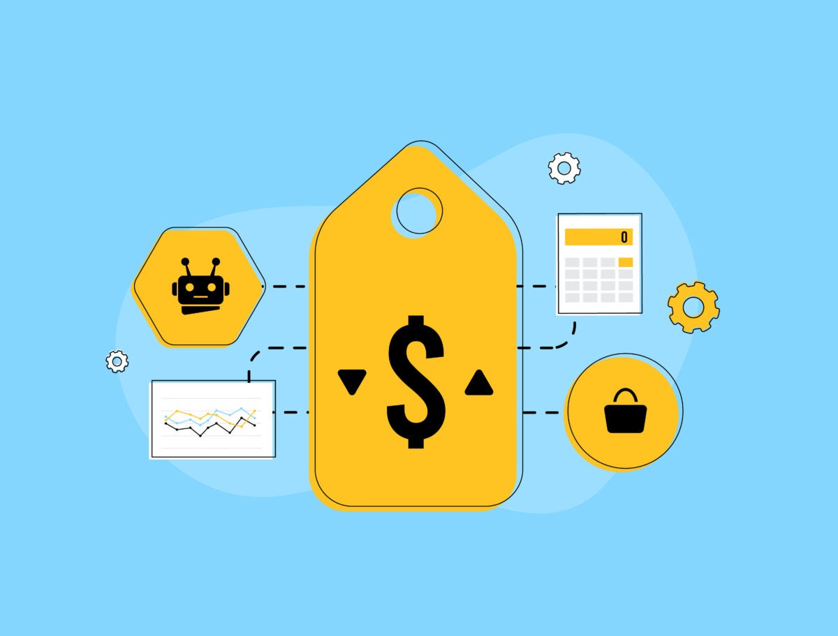 Dynamic pricing and AI pricing optimization concept for e commerce and B2B strategies. AI powered pricing models enhancing online sales. Digital pricing strategies flat vector illustration